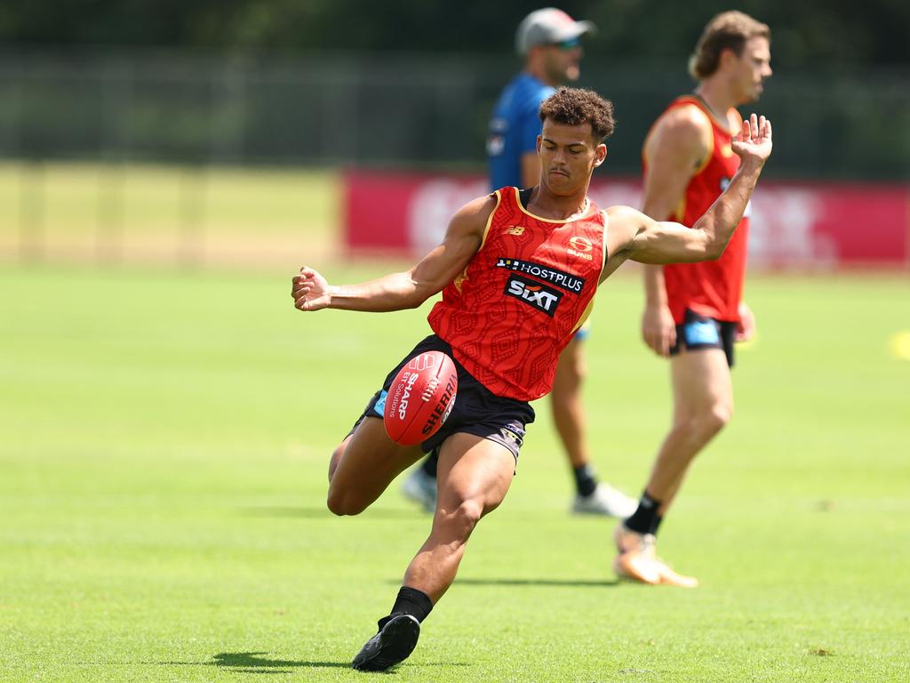 Leo Lombard at Gold Coast training this week. Picture: Chris Hyde/Getty Images