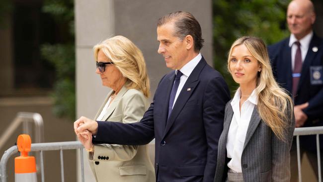 Jill Biden walked out of a Wilmington, Del., courthouse with Hunter Biden and his wife, Melissa Cohen Biden, after his conviction last month on gun charges. Picture: Ryan Collerd/AFP