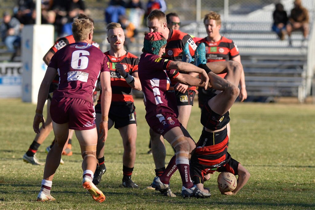 Valleys Roosters against Dalby Diehards in TRL Premiership qualifying final rugby league at Glenholme Park, Sunday, August 12, 2018. Picture: Kevin Farmer