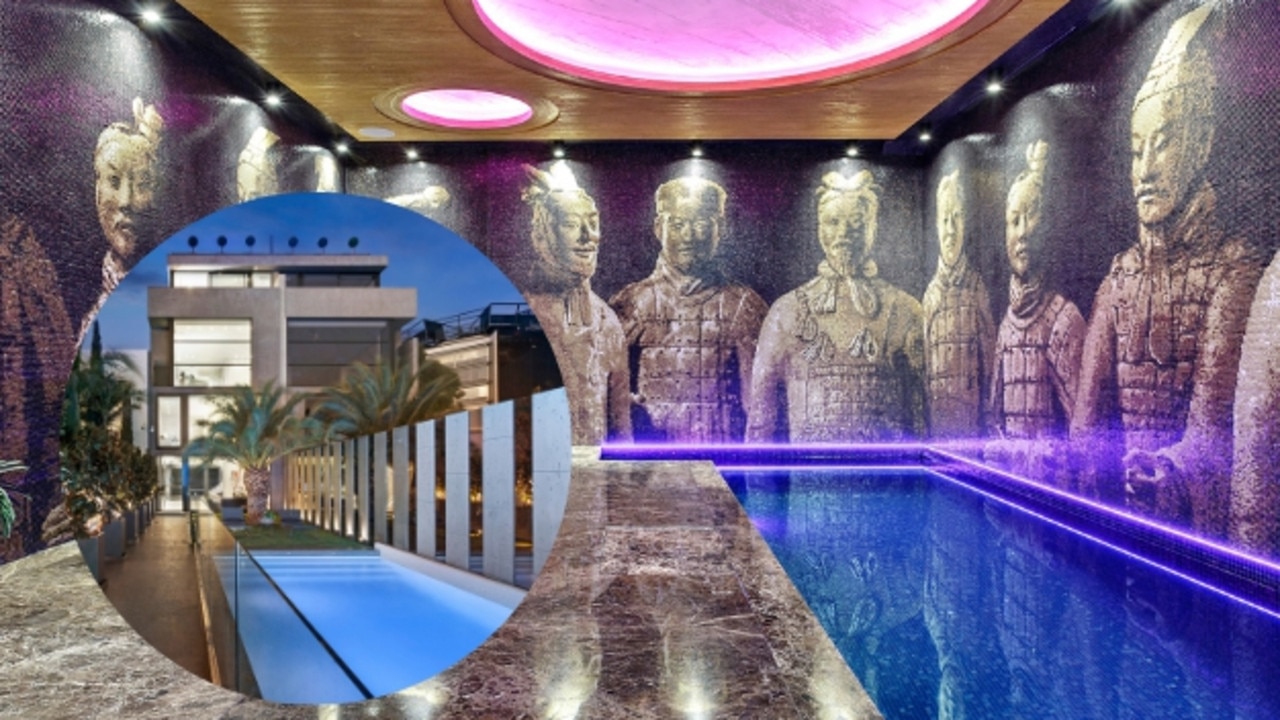 The existential struggle of being a mosaic Terracotta Warrior with an alluring pool right in front of you.