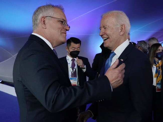 Scott Morrison’s downfall could offer a political lesson for Joe Biden. Picture: Supplied