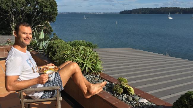 Enjoying the view from the deck of his apartment - all for the same price as a one bedder in Bondi. Picture: Supplied.