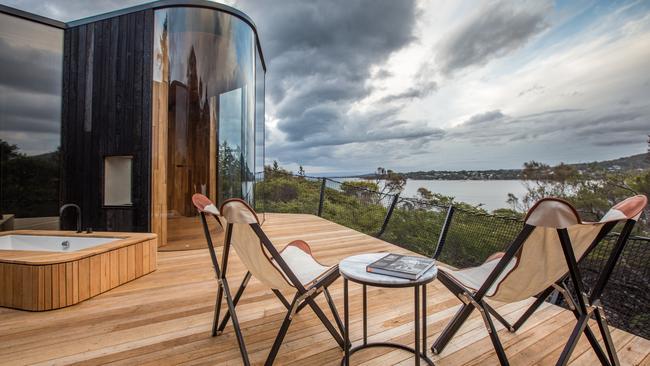 The deck on one of the new pavilions at Freycinet Lodge. Picture: MEL FERRIS