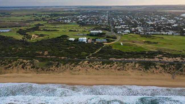 An aerial view of the Barwon Heads property which is the subject of a building application.