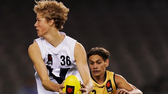 Sam De Koning in action for Vic Country during the AFL Under 18 Championships match against Western Australia. Picture: Michael Dodge/AFL Photos