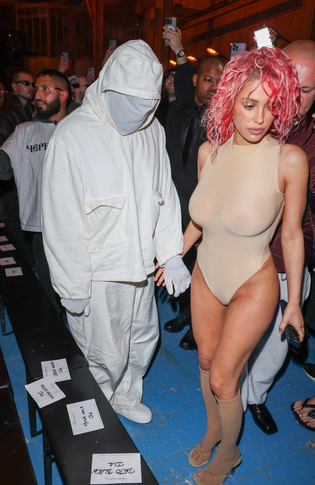 Beekeepers and nude bodysuits. Kanye and Bianca could benefit from some fashion consultant freebies. Picture: Getty Images