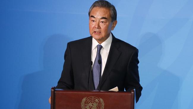 Wang Yi addresses the UN General Assembly in New York on Monday Picture: AP