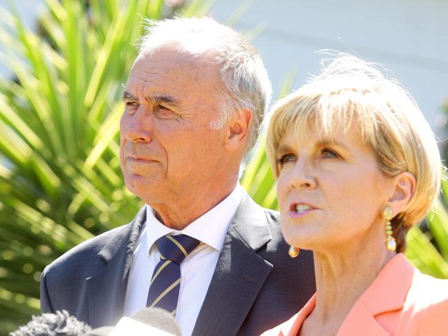 Foreign Minister Julie Bishop was with Bennelong candidate John Alexander on Tuesday. Picture: Carly Earl