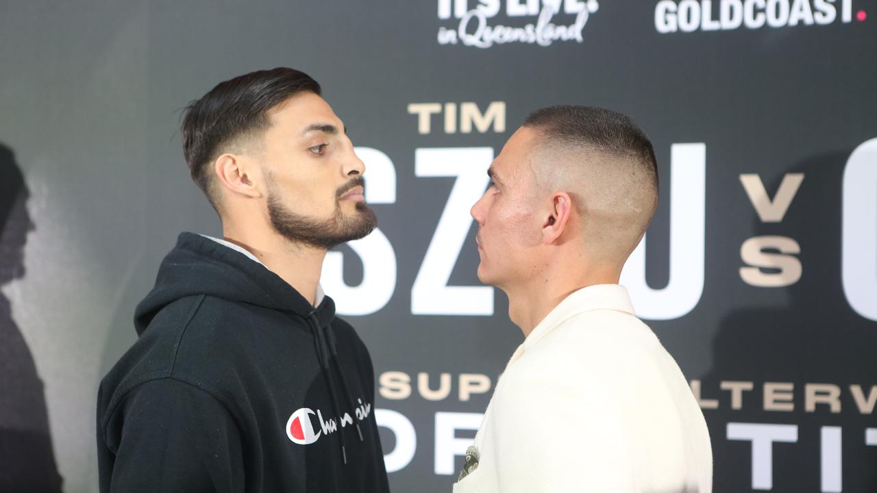 Tim Tszyu v Carlos Ocampo fight launch party, Nineteen at the Star, Broadbeach. Tim Tszyu and Carlos Ocampo. Picture by Richard Gosling