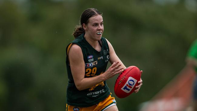 Caitlin Sargent in the St Mary's vs Nightcliff Tigers 2023-24 NTFL women's qualifying final. Picture: Pema Tamang Pakhrin