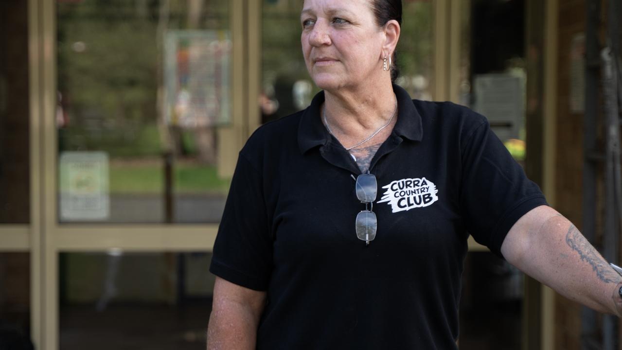 Curra Community Club committee member, volunteer, bus driver and manager Rachel Butler stands outside the Curra Community Club where a brownout blew a $5000 fan exhaust. Ms Butler says she is fed up with decades-long problem Curra has had with power cuts, which have gotten so bad in the last three months, a petition has started calling for reliable electricity to the region. Picture: Christine Schindler