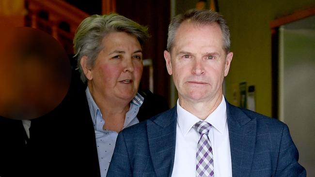 Former ICAC investigator Amanda Bridge, left, and the watchdog’s director of investigations Andrew Baker, right, outside the District Court. Picture: NCA NewsWire