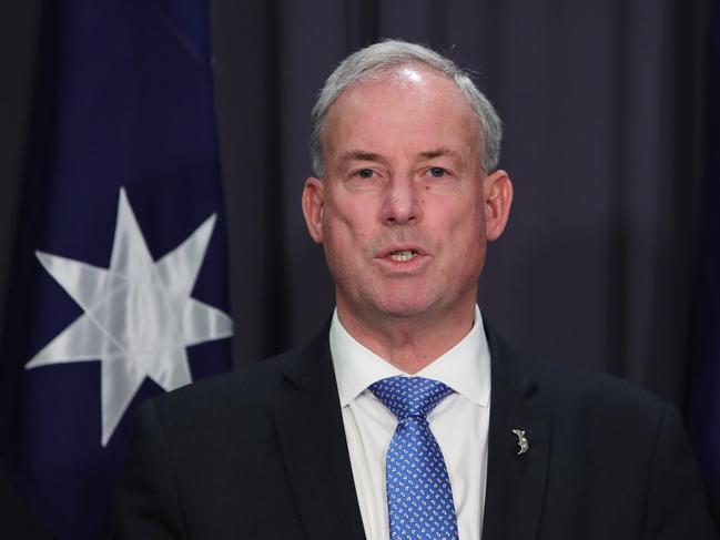 Minister for Aged Care and Senior Australians Senator Richard Colbeck holding a Press Conference on the Aged Care Royal Commission Interim Report at Parliament House in Canberra.