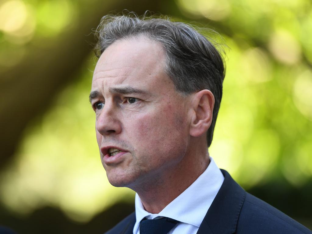 Federal Minister for Health Greg Hunt announces the Iran travel ban. Picture: Erik Anderson/AAP