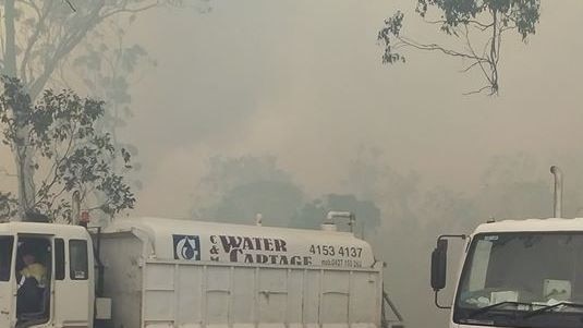 C&amp;M Water Cartage’s Leslie Cullen arrived on scene to start topping up firies’ water supplies. Picture: Leslie Cullen