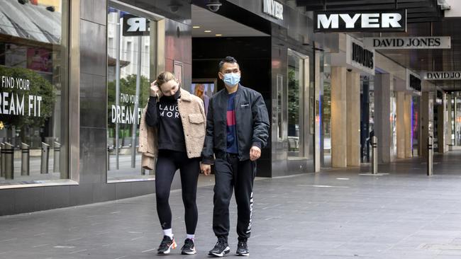 The quiet streets of Melbourne CBD during the city’s sixth lockdown. Picture: David Geraghty