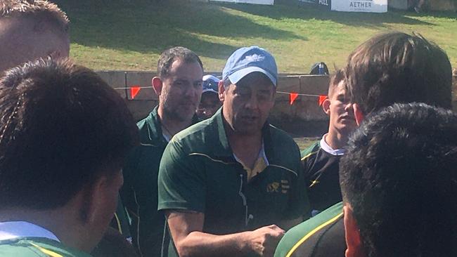 Wests coach Rob Roiri addresses his players.