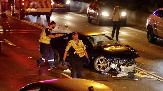 NSW Police at the scene of a collision in West Ryde.