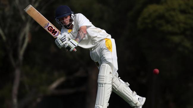 Bentleigh batsman James White in action during the South East Cricket Association match between Bentleigh ANA versus East Sandringham played at King George Reserve on Saturday 7th October, 2017.