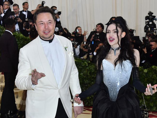 lon Musk and Grimes at the 2018 Met Gala. Picture: AFP