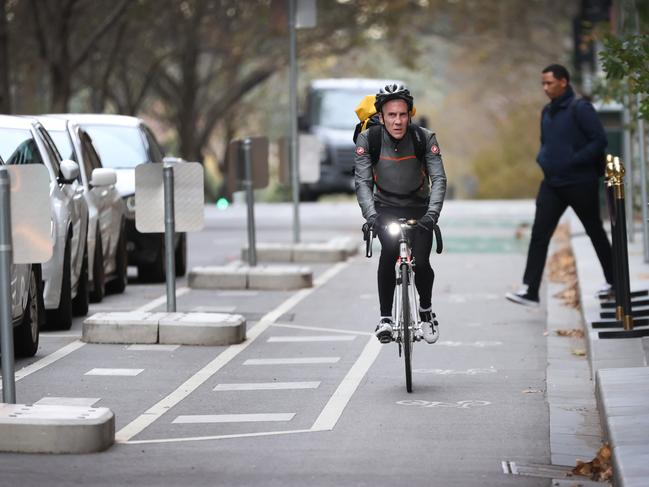 Mr Reece says Mr Wood’s plan to shift bike lanes on Exhibition St – between Flinders and Bourke streets – into the centre of the street is ‘a recipe for a disaster’. Picture: David Caird