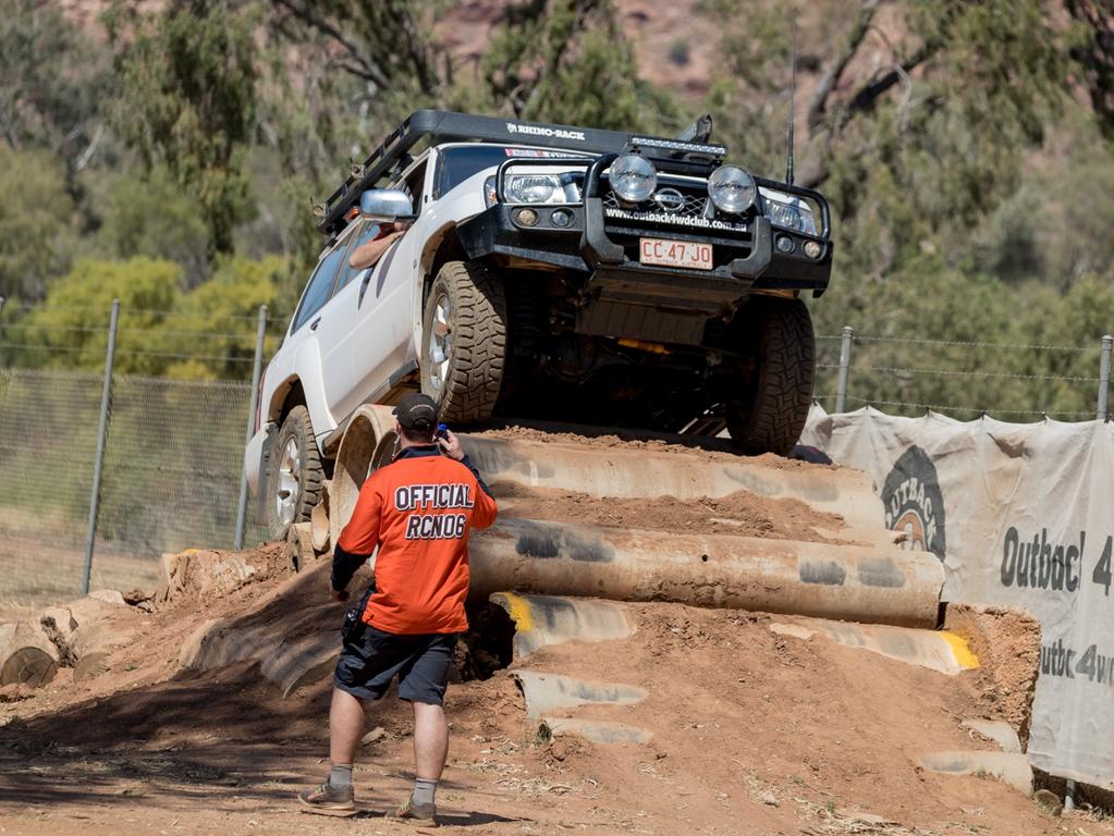 A vehicle takes on the Great Northern 4WD Course at the Red CentreNATS. Picture: NT Major Events