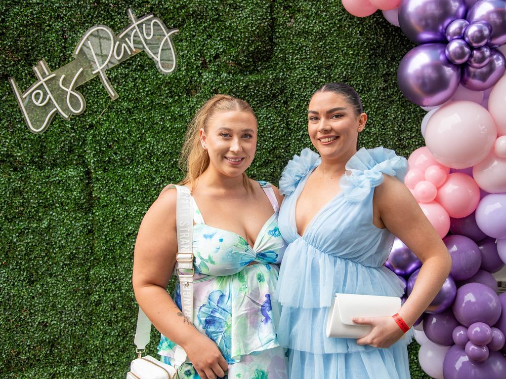 Chloe Jackwitz (left) and Paige Holder. IEquine Toowoomba Weetwood Raceday - Clifford Park Saturday September 28, 2024 Picture: Bev Lacey