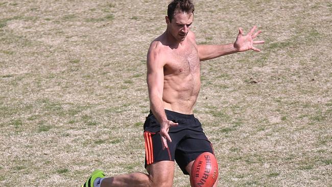 Jobe Watson trained with teammates on Friday. Picture: Wayne Ludbey