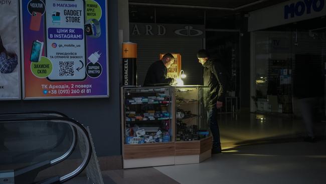 The COMFY electronics store in Kyiv has done a roaring trade in power-bank sales. Picture: Justyna Mielnikiewicz/MAPS for The Wall Street Journal