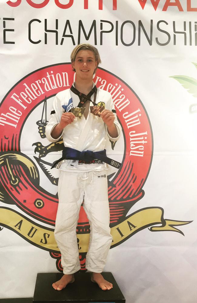 Maroubra's Khava Black won Gold in the Blue Belt Juvenile Division at the NSW State Championship in Jiu Jitsu, after being bumped up his weight division. Picture: Supplied.