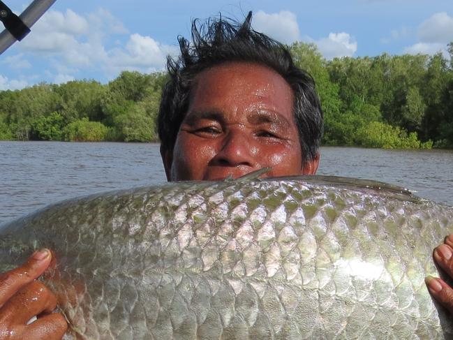 Pan Khumpholkrang with his 127cm whale of a barra, caught fishing out of Shady Camp with Scott 'Scottmac' McNair. The big fish took the ever reliable Reidys Big Ass B52 in green