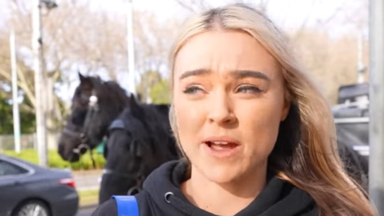 Vegan activist Tash Peterson storms Ascot Racecourse on Melbourne Cup Day