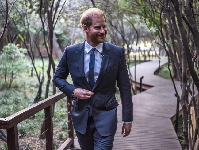 Harry wore a suit for a Sentebale reception and panel discussion at The Saxon Hotel in Johannesburg, South Africa. Picture: Getty Images for Sentebale