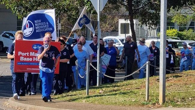 Port Macquarie nurses rally as part of state-wide strike on Wednesday August 28, 2024. Picture: Supplied.