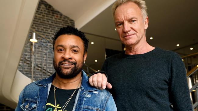 Good friends Shaggy and Sting have collaborated on an album of reggae Frank Sinatra covers. Picture: AFP Photo/Patrick Kovarik