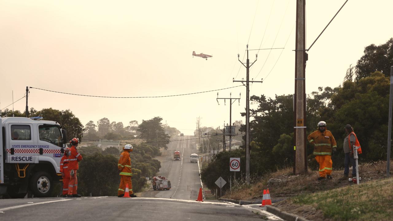 Smoke over Port Lincoln as the fire took hold on Monday evening. Picture: Robert Lang