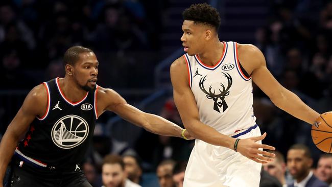 Players such as Kevin Durant (left) and Giannis Antetokounmpo (right) would likely come to Melbourne to play in the event.