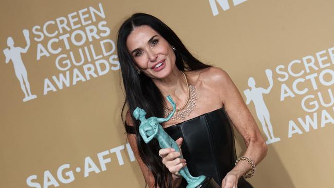 Demi Moore won the award for Outstanding Performance by a Female Actor in a Leading Role for The Substance. Picture: AFP