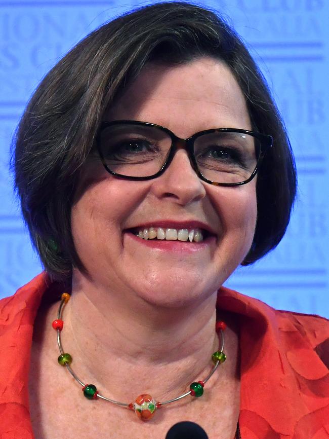 Ged Kearney at the National Press Club in Canberra. Picture: AAP/Mick Tsikas.