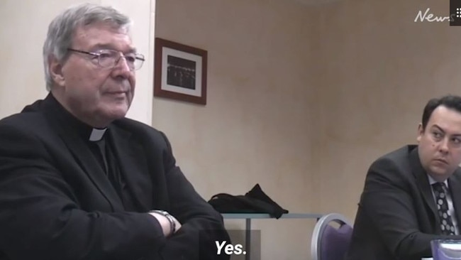 George Pell in his 2016 police interview in Rome. Picture: SUPPLIED