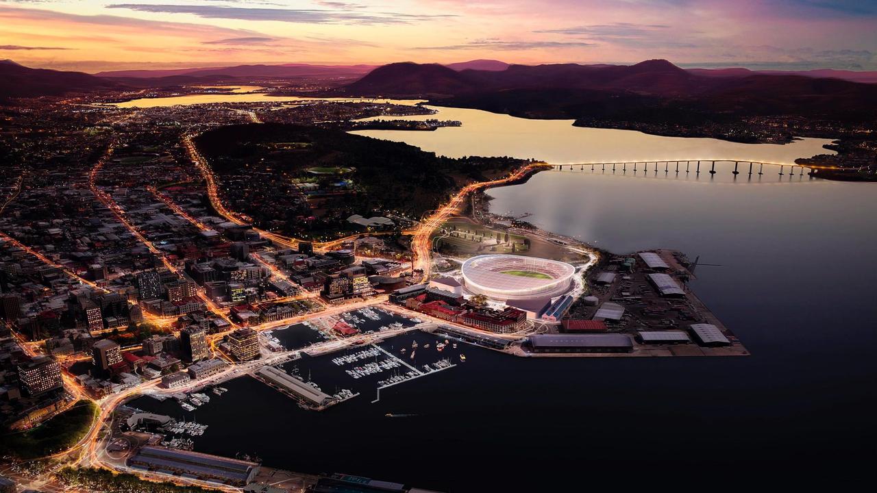 New designs of what Hobart's new AFL stadium at Macquarie Point could look like. Images supplied by AFL