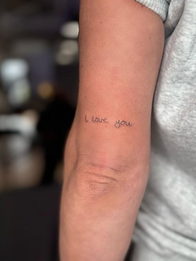 The “I love you” tattoo he created using the words Georgia’s late mum wrote on her birthday card.