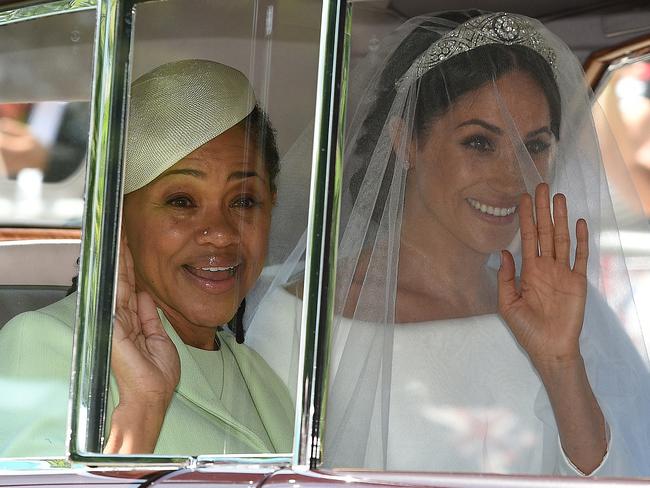 Meghan Markle and her mother, Doria Ragland, arrive for her wedding ceremony to marry Britain's Prince Harry. Picture: AFP/Oli Scarff