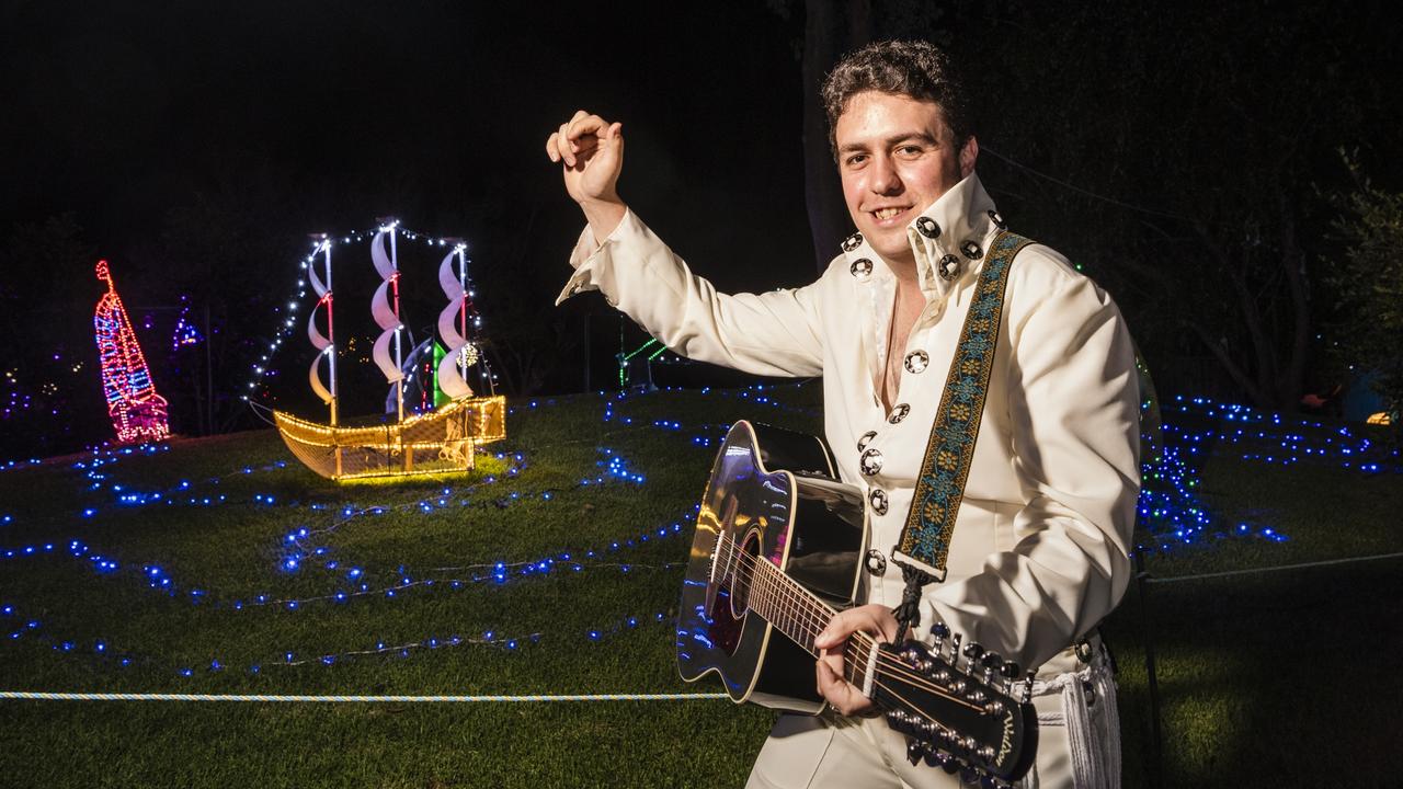 Matthew Peter as Elvis at Toowoomba's Christmas Wonderland annual Christmas lights display in Queens Park, Saturday, December 2, 2023. Picture: Kevin Farmer