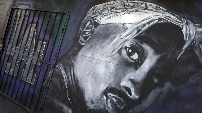 A wall dedicated to the memory of US rapper Tupac Shakur is seen in Los Angeles, California. Picture: AFP