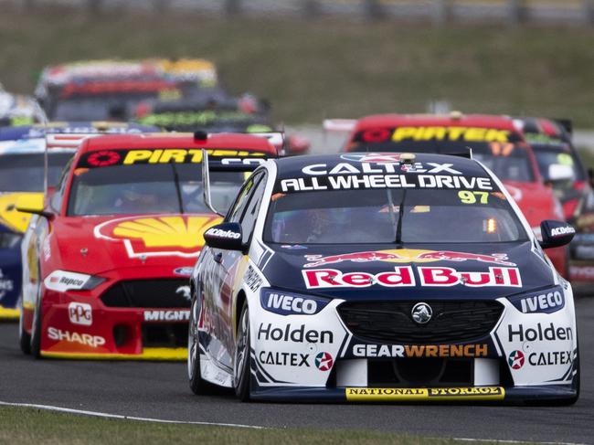 Shane van Gisbergen wins the Tyrepower Tasmania SuperSprint Event 3 of the Virgin Australia Supercars Championship, Symmons Plains Raceway, Tasmania. Australia. 7th April 2019. Picture: MARK HORSBURGH
