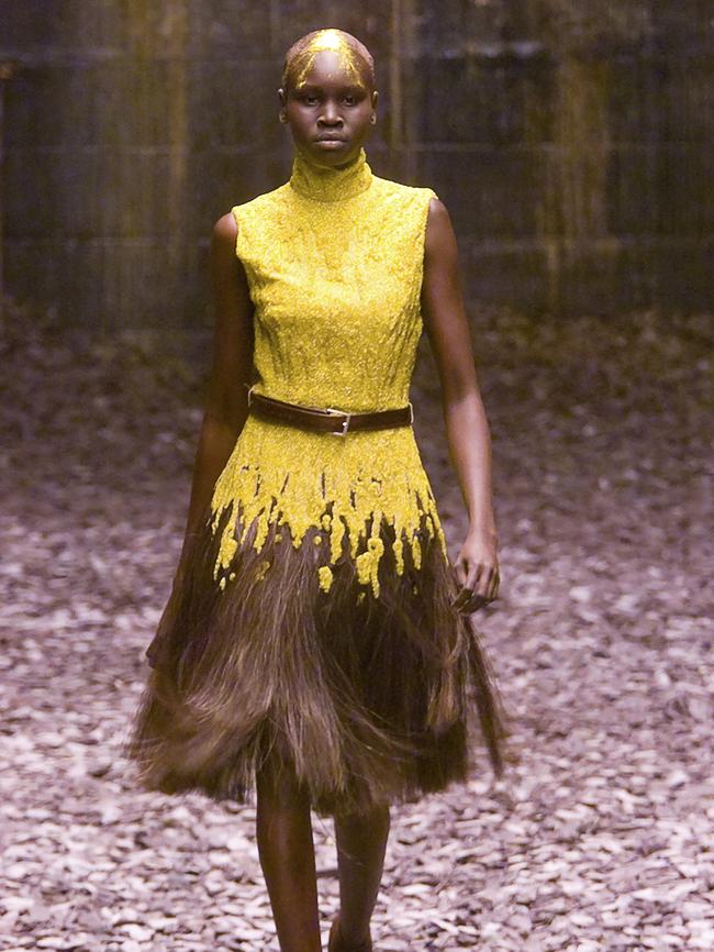 Alek Wek models look 37 from the Eshu collection autumn/winter 2000. Picture: Giovanni Giannoni