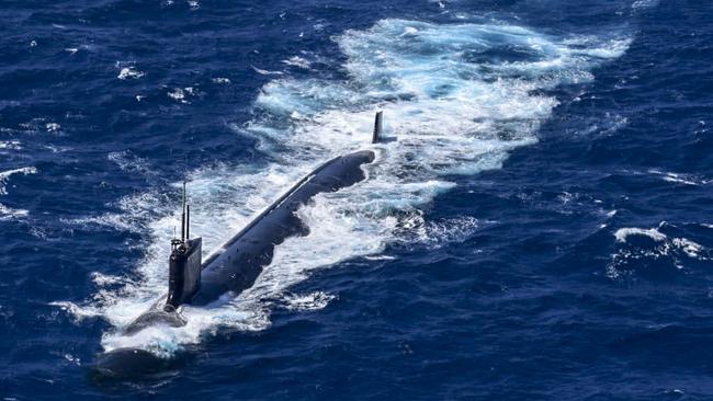 A US nuclear submarine during military exercises off Cartagena, Colombia. Picture: AFP.