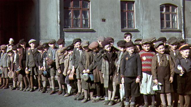 Jewish children at Lodz Ghetto where many Auschwitz inmates were first herded before being transferred to Nazi concentration camps during World War Two, in a scene from TV documentary ‘Auschwitz: The Nazis And The Final Solution’.