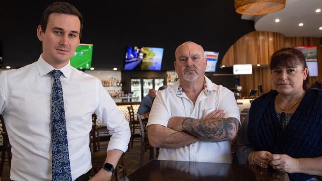 Bonney MP Sam O'Connor with Brett and Belinda Beasley. The Jack Beasley Foundation was started after a meeting at the Arundel Tavern.